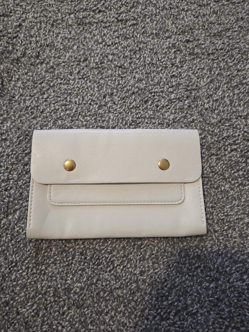 Amazon Cream Envelope Clutch with Gold-Tone Snap Accents